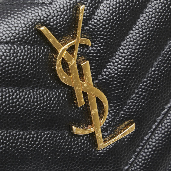 Saint Laurent Wallet Black Stitch Leather YSL V Tri - Picture 4 of 8